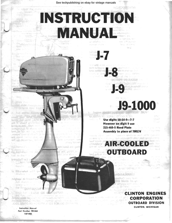 Product picture Clinton outboard J7 J9 owners operation maintenance n parts