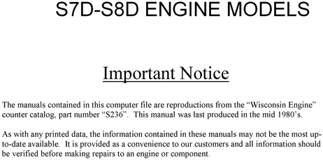 Product picture wisconsin engine parts manual s7d s8d